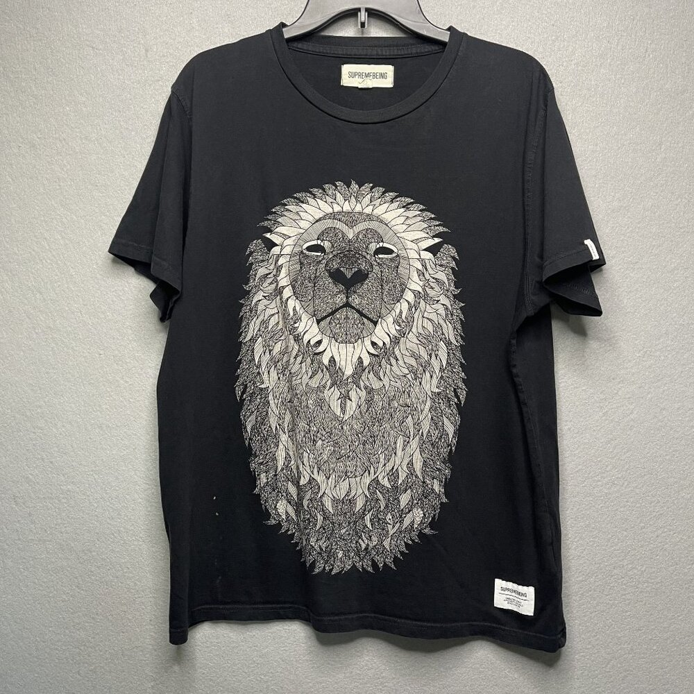 SupremeBeing Black Lion T-shirt Size Large Respect The Beard Yours is Weak